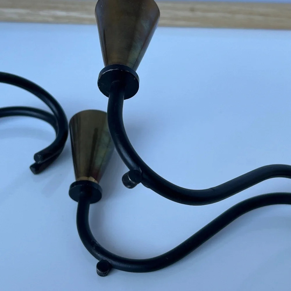 Vintage Nilsjohan Sweden Brass & Iron Candleholders (Pair)